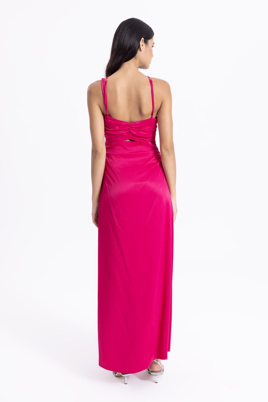 BSL Women Cross Strapped Satin Dress - Orangevale