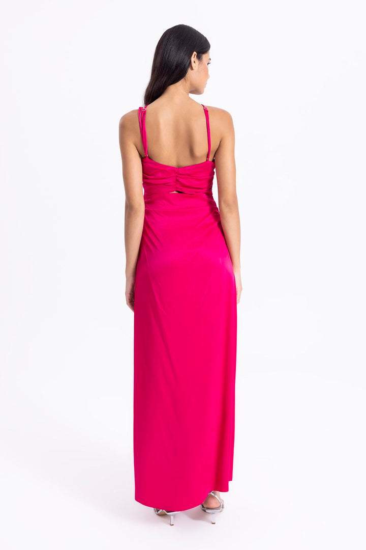 BSL Women Cross Strapped Satin Dress - Orangevale