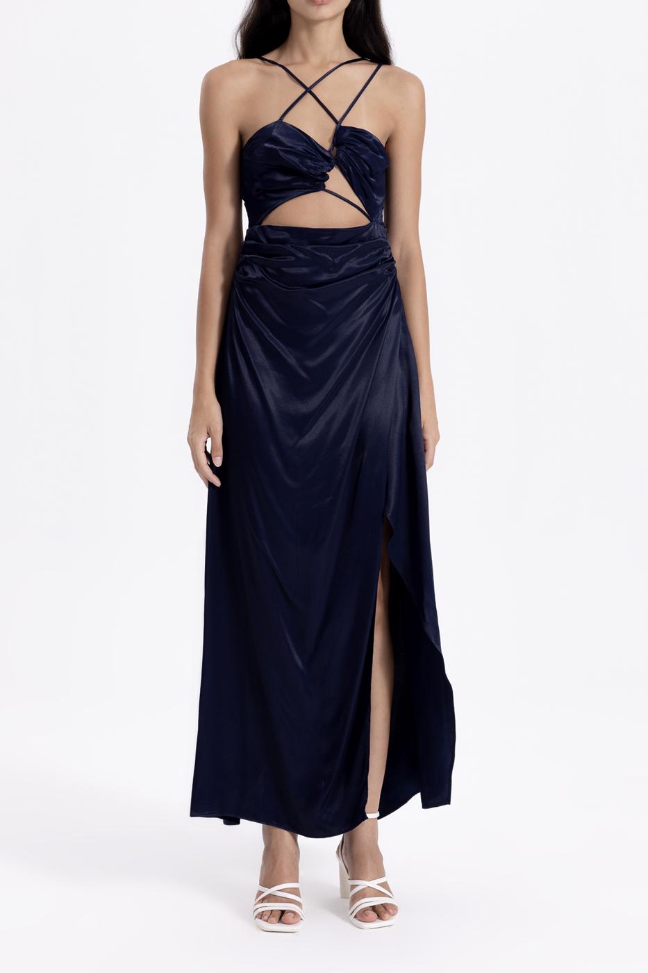 BSL Women Cross Strapped Satin Dress - Carolina