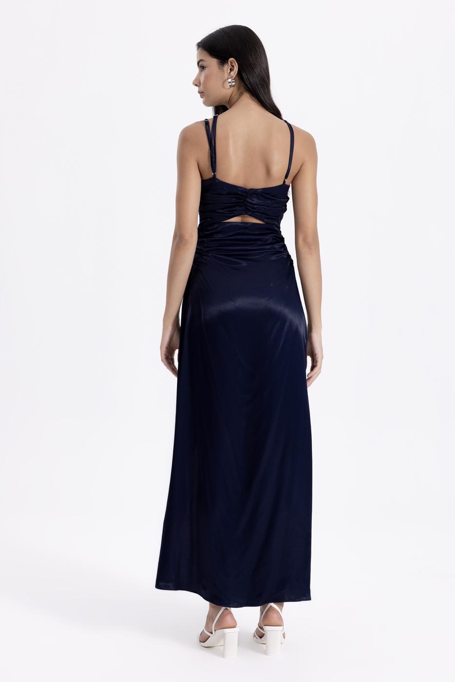 BSL Women Cross Strapped Satin Dress - Carolina