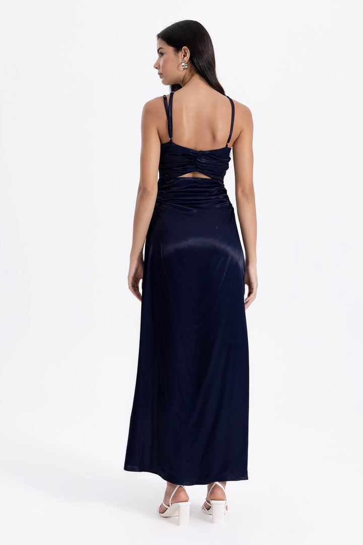 BSL Women Cross Strapped Satin Dress - Carolina