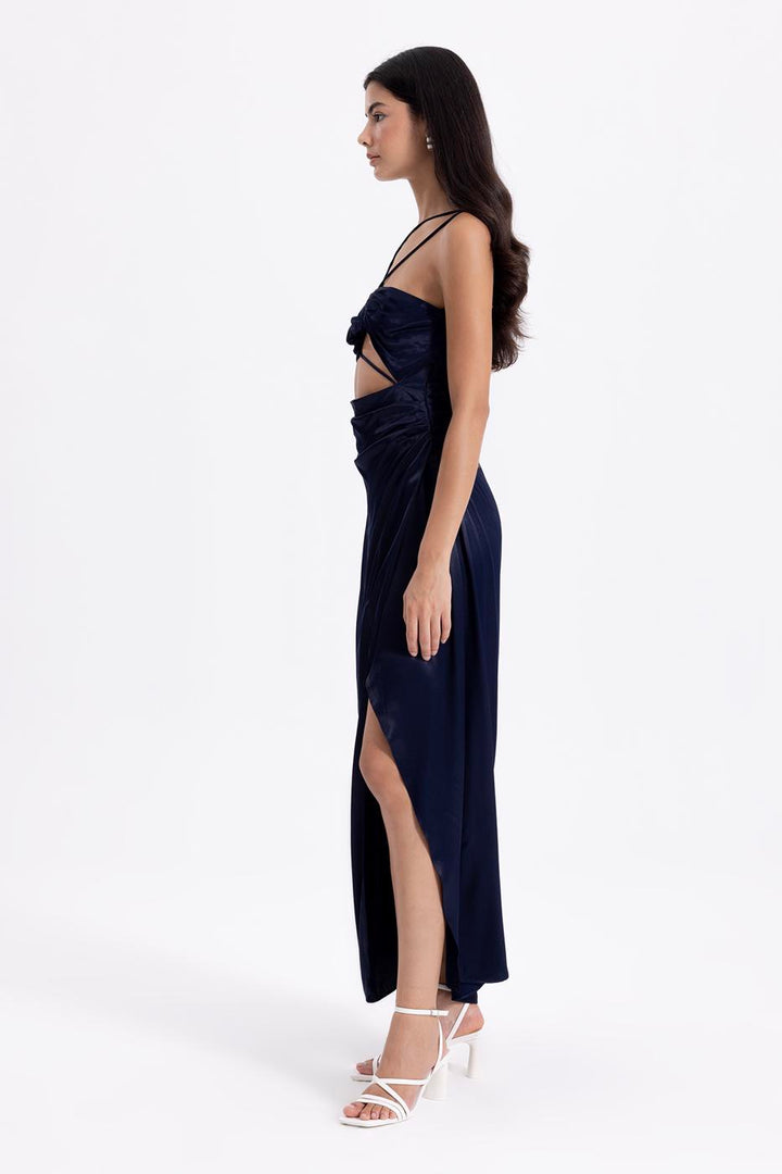 BSL Women Cross Strapped Satin Dress - Carolina