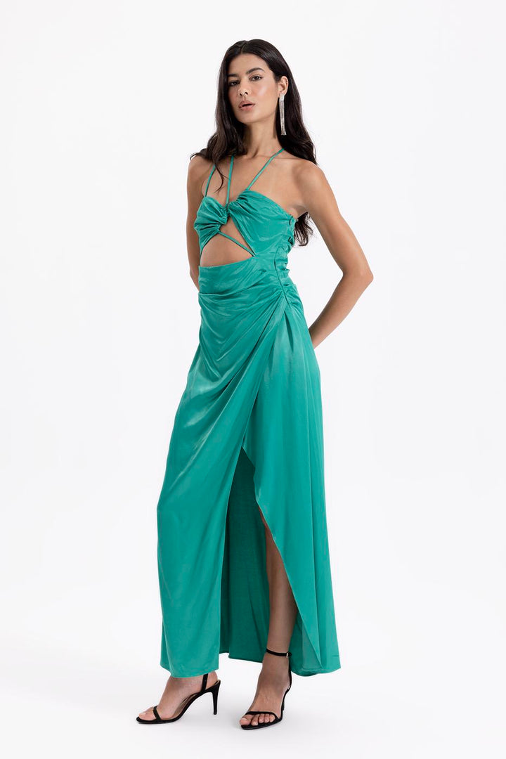 BSL Women Cross Strapped Satin Dress - Tomatlán