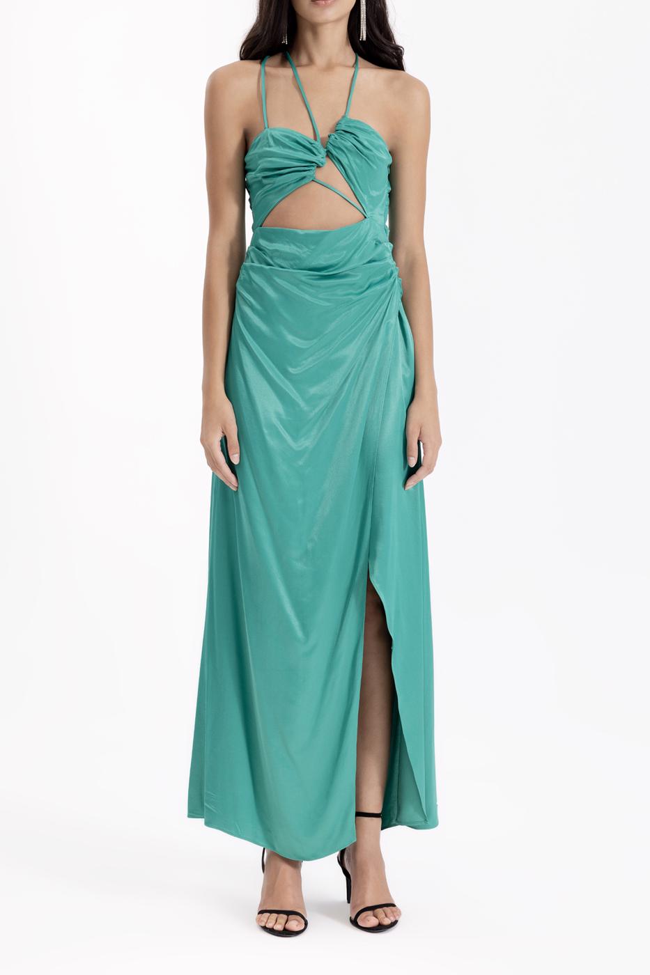 BSL Women Cross Strapped Satin Dress - Tomatlán