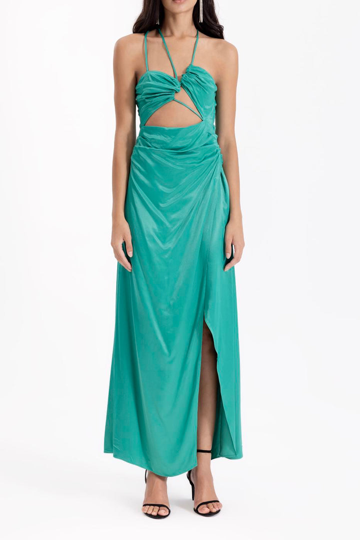 BSL Women Cross Strapped Satin Dress - Tomatlán
