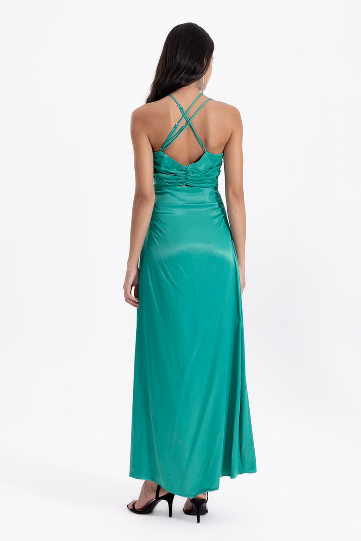 BSL Women Cross Strapped Satin Dress - Tomatlán
