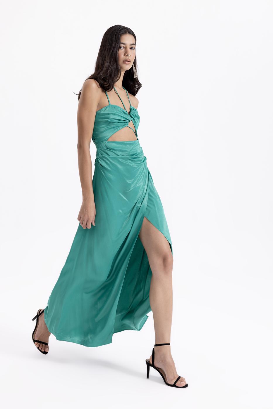 BSL Women Cross Strapped Satin Dress - Tomatlán