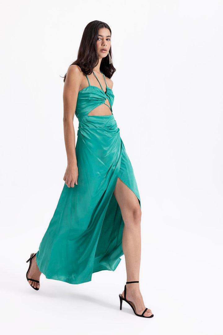 BSL Women Cross Strapped Satin Dress - Tomatlán