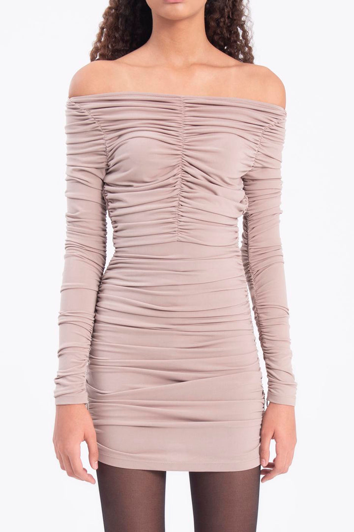 BSL Women Carmen collar drapped mini dress - Clichy