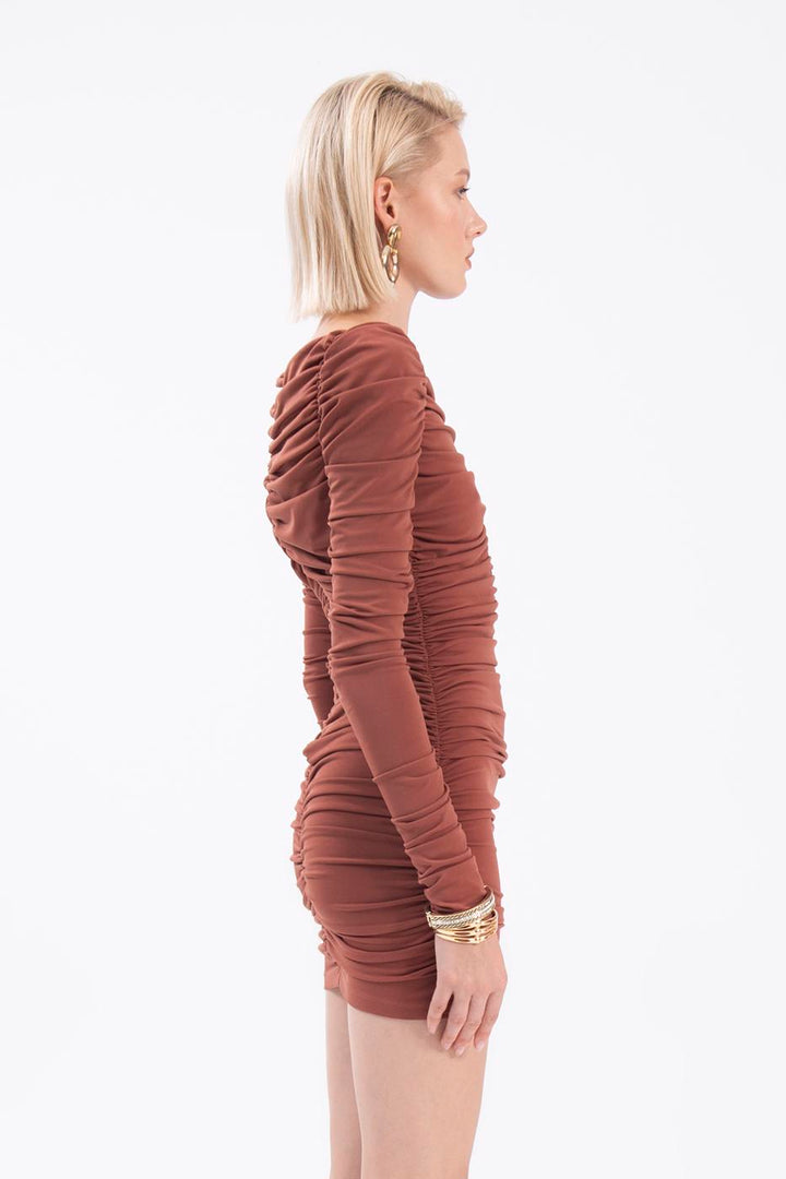 BSL Women Carmen collar drapped mini dress - Dundalk