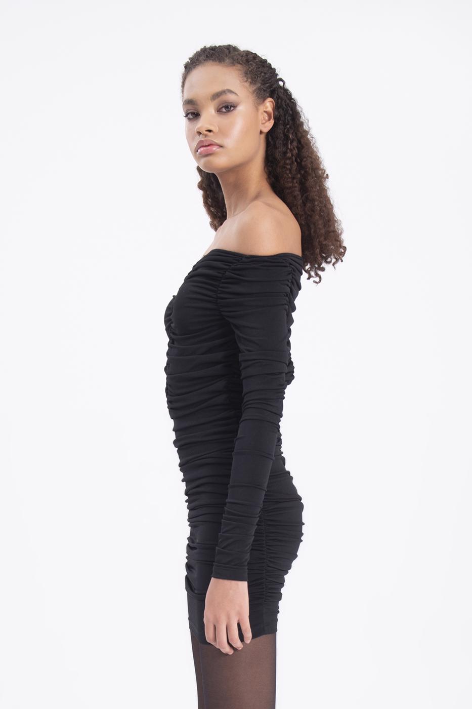 BSL Women Carmen collar drapped mini dress - Irapuato