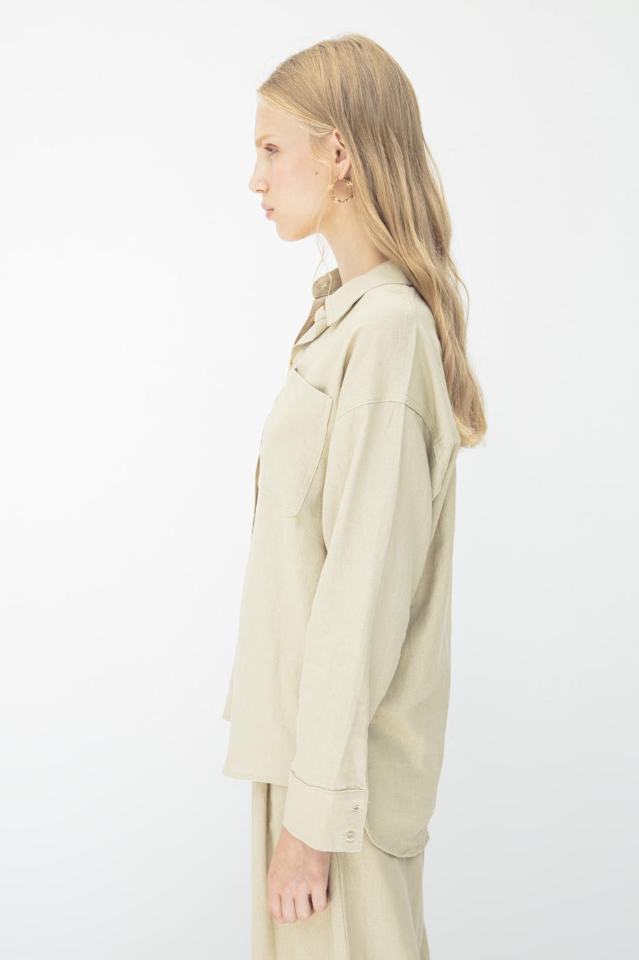 BSL Women Linen Blend Oversize Shirt - Clichy