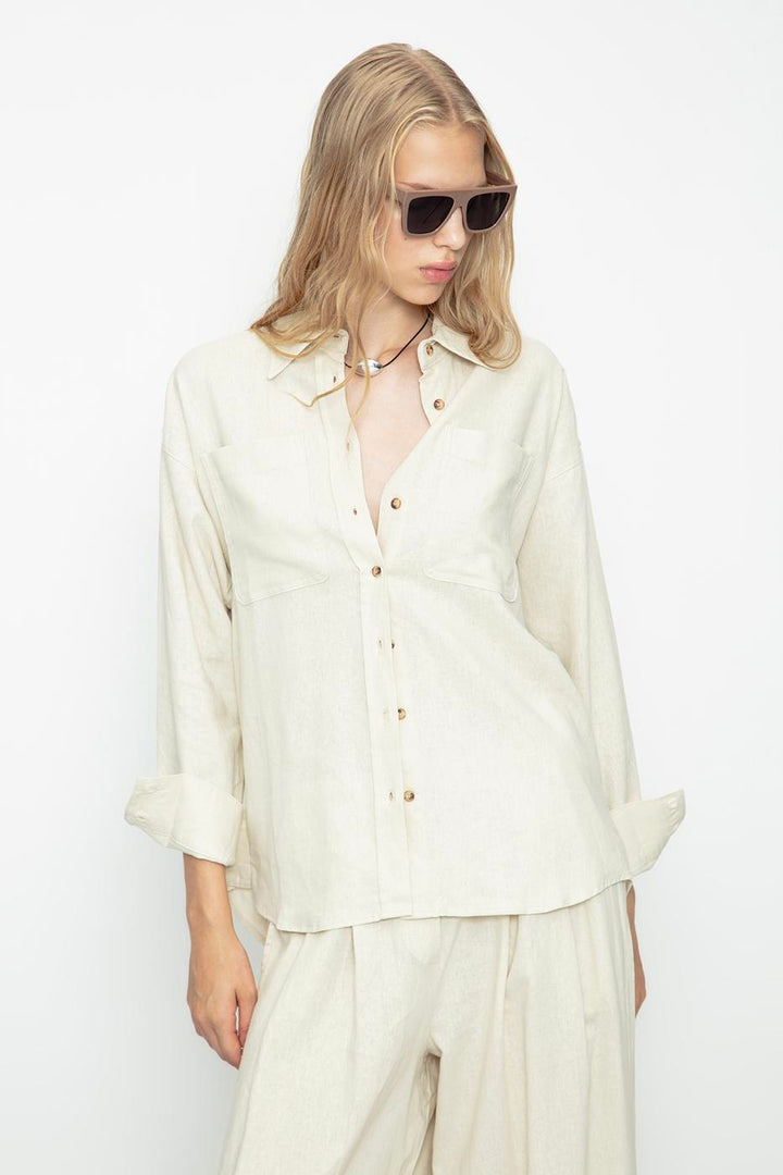 BSL Women Linen Blend Oversize Shirt - Folsom