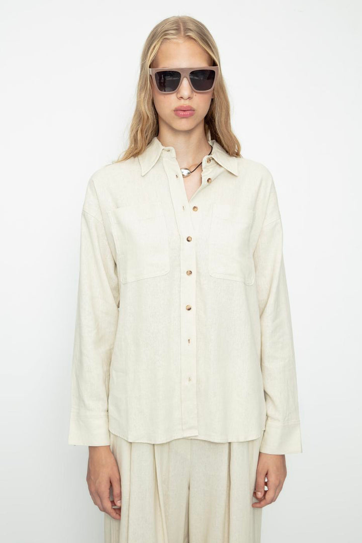 BSL Women Linen Blend Oversize Shirt - Folsom
