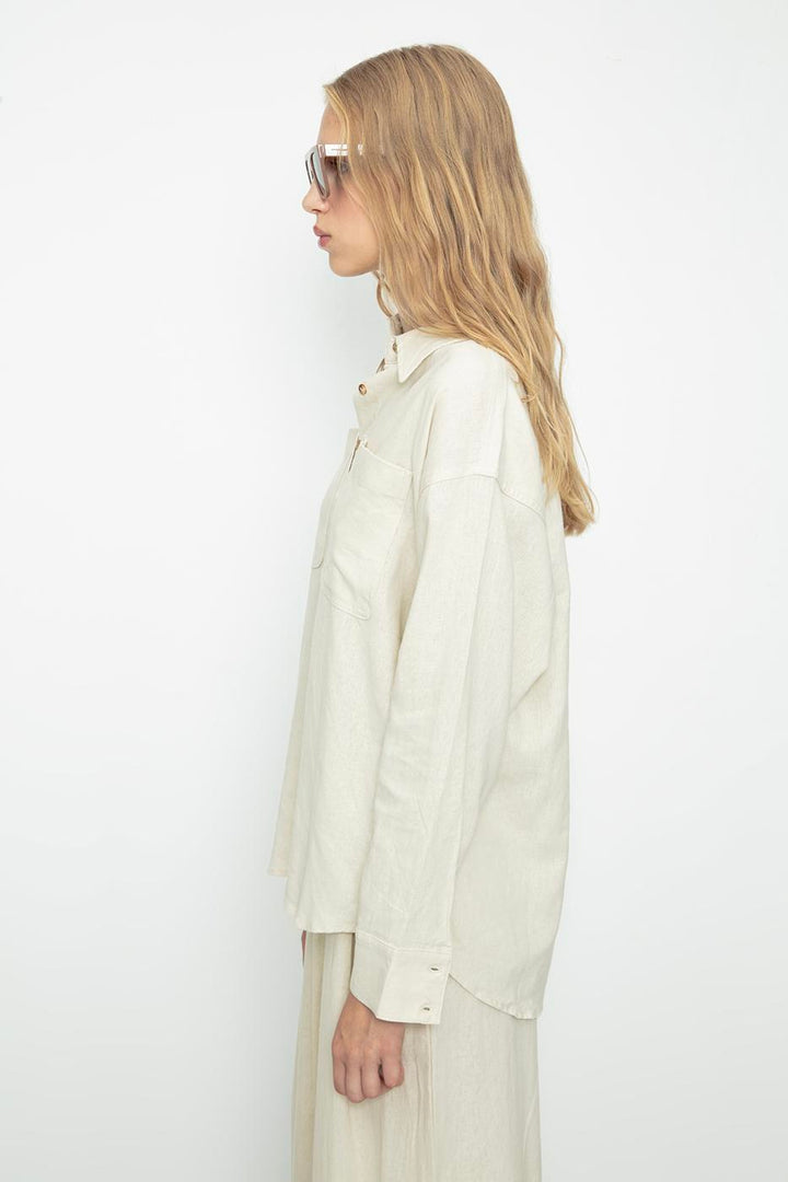 BSL Women Linen Blend Oversize Shirt - Folsom