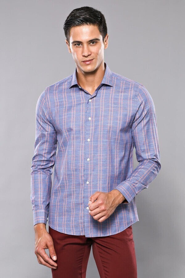 WSS Casual Plaid Blue Shirt  - Walsall