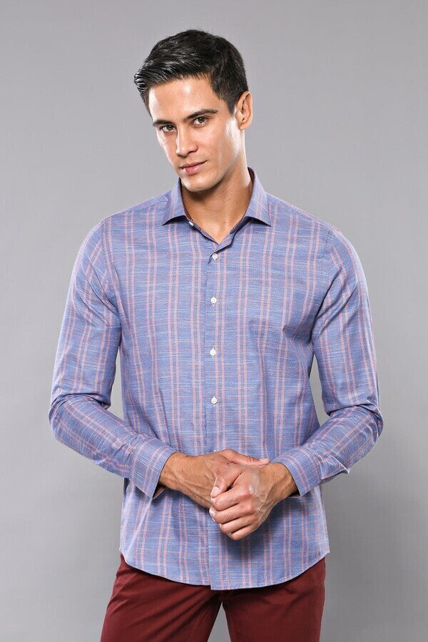 WSS Casual Plaid Blue Shirt  - Walsall