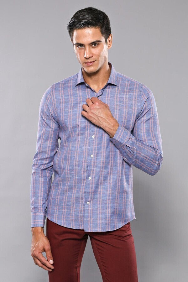 WSS Casual Plaid Blue Shirt  - Walsall