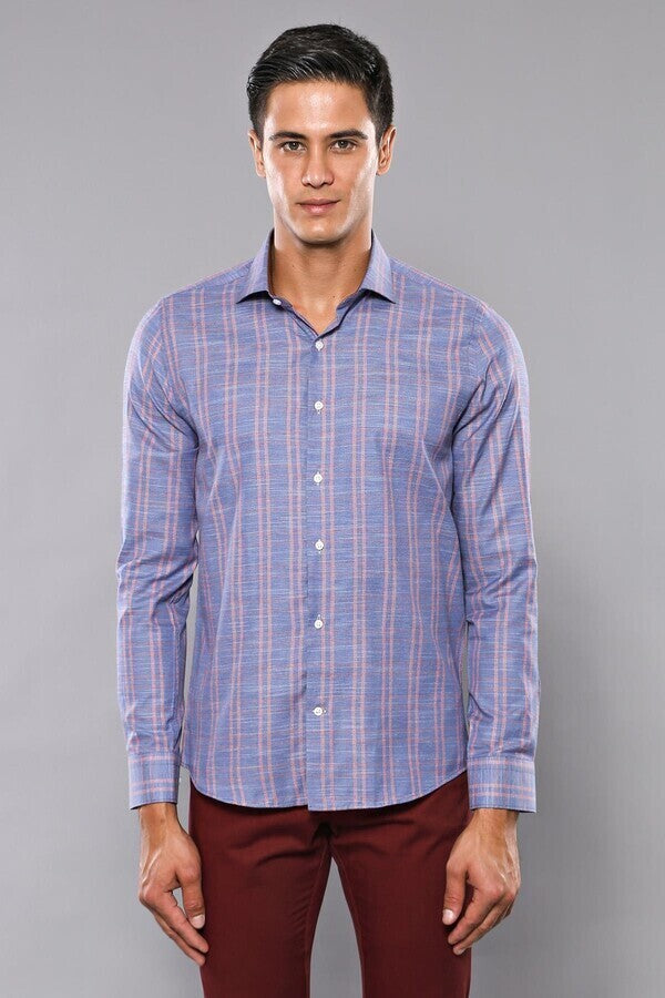 WSS Casual Plaid Blue Shirt  - Walsall