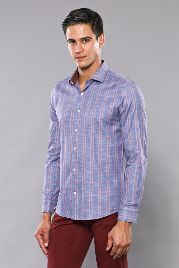 WSS Casual Plaid Blue Shirt  - Walsall