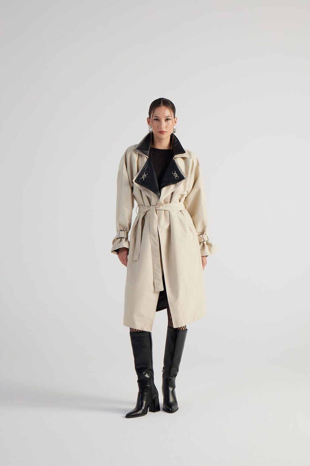 HLLY Women Cloak Trenchcoat Beige - Oak Park