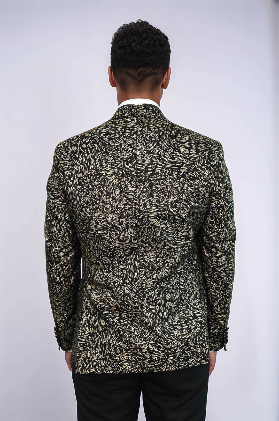 WSS Feather Patterned Slim Fit Black Men Party Blazer  - Maricopa
