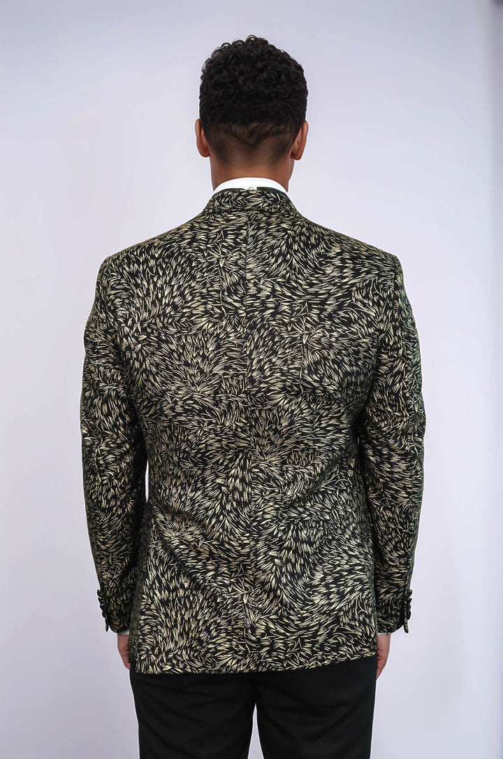 WSS Feather Patterned Slim Fit Black Men Party Blazer  - Maricopa