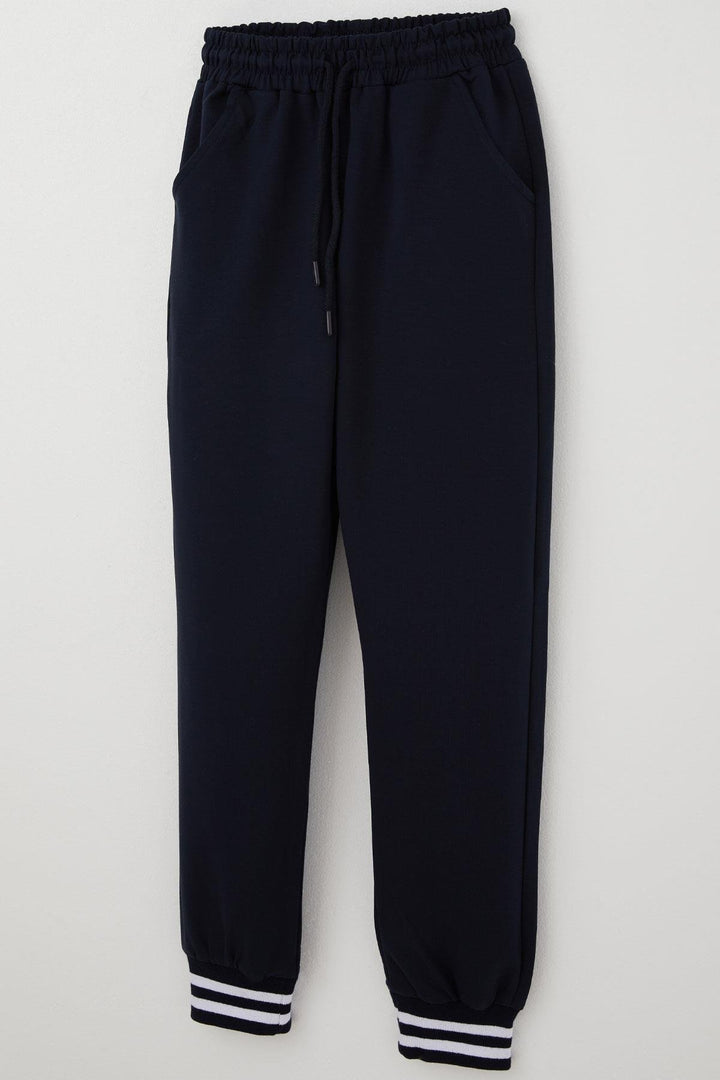BRE Cegısa Girl's Ribbed Cuffed Sweatpants with Drawstring Pockets, Navy, 114 Years - Podujevë