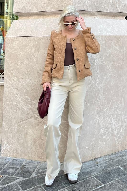 MDX Mink Buttoned Boucle Knit Jacket with Pocket Detail MG2170 - Mira