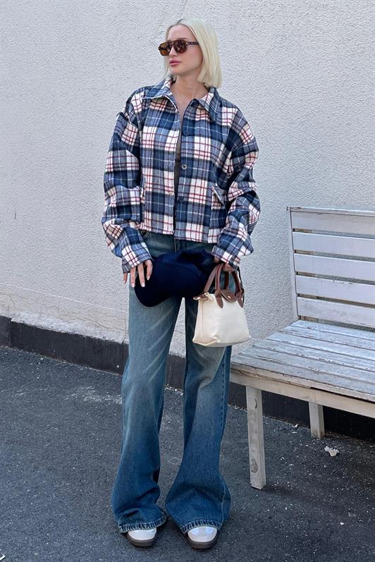 MDX Navy Buttoned Shirt Collar Lumberjack Short Jacket MG2181 - Thionville