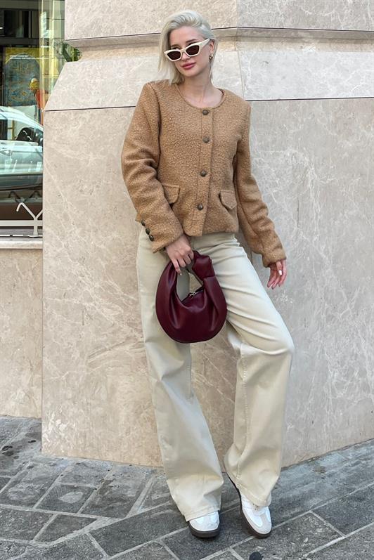 MDX Mink Buttoned Boucle Knit Jacket with Pocket Detail MG2170 - Mira