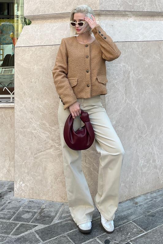 MDX Mink Buttoned Boucle Knit Jacket with Pocket Detail MG2170 - Mira