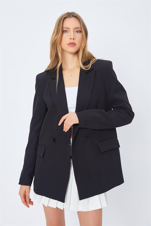 RYN Oversize Blazer Jacket - BLACK - McAllen