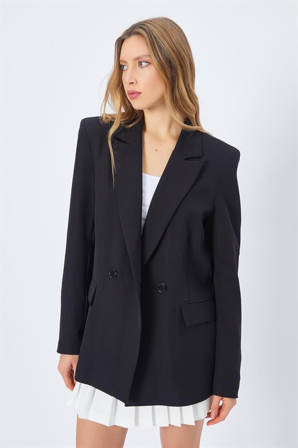 RYN Oversize Blazer Jacket - BLACK - McAllen