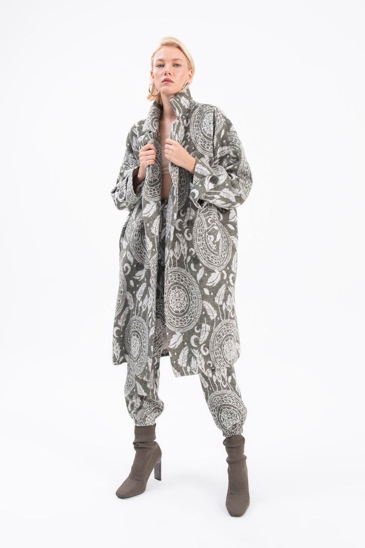 BSL Women Jacket collar patterned coat - Terneuzen