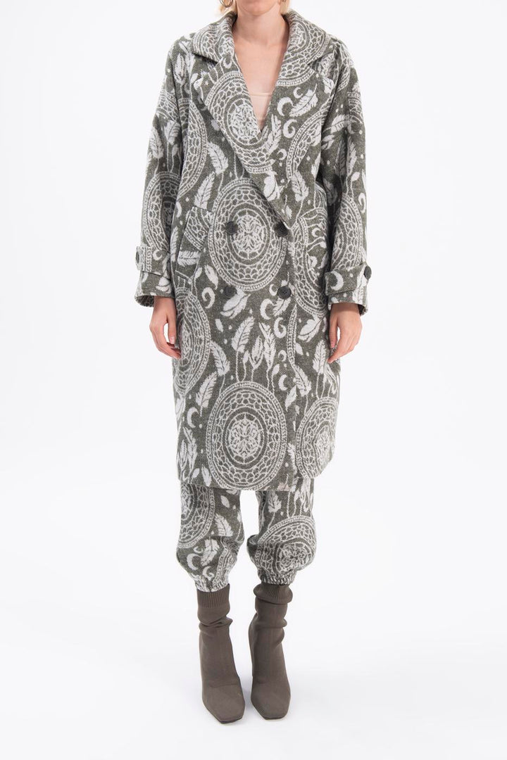 BSL Women Jacket collar patterned coat - Terneuzen