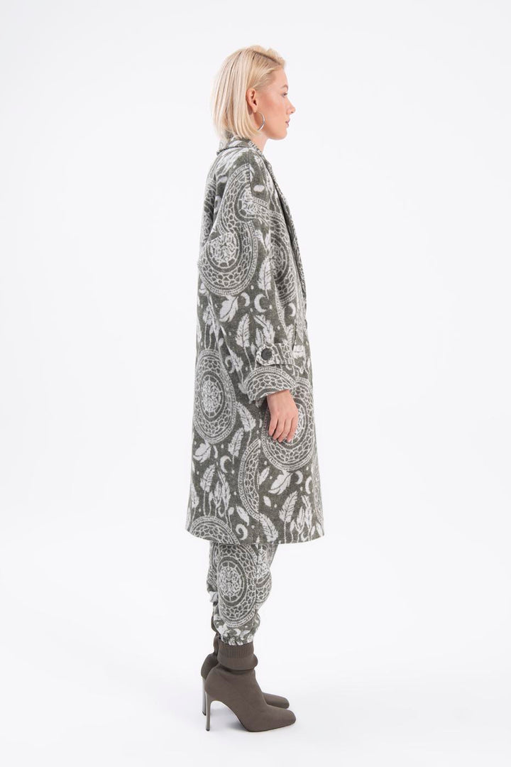 BSL Women Jacket collar patterned coat - Terneuzen