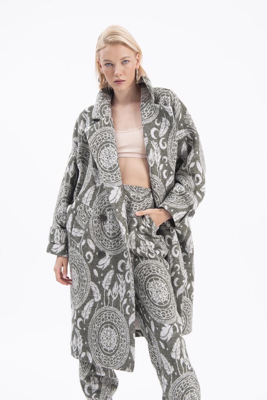 BSL Women Jacket collar patterned coat - Terneuzen