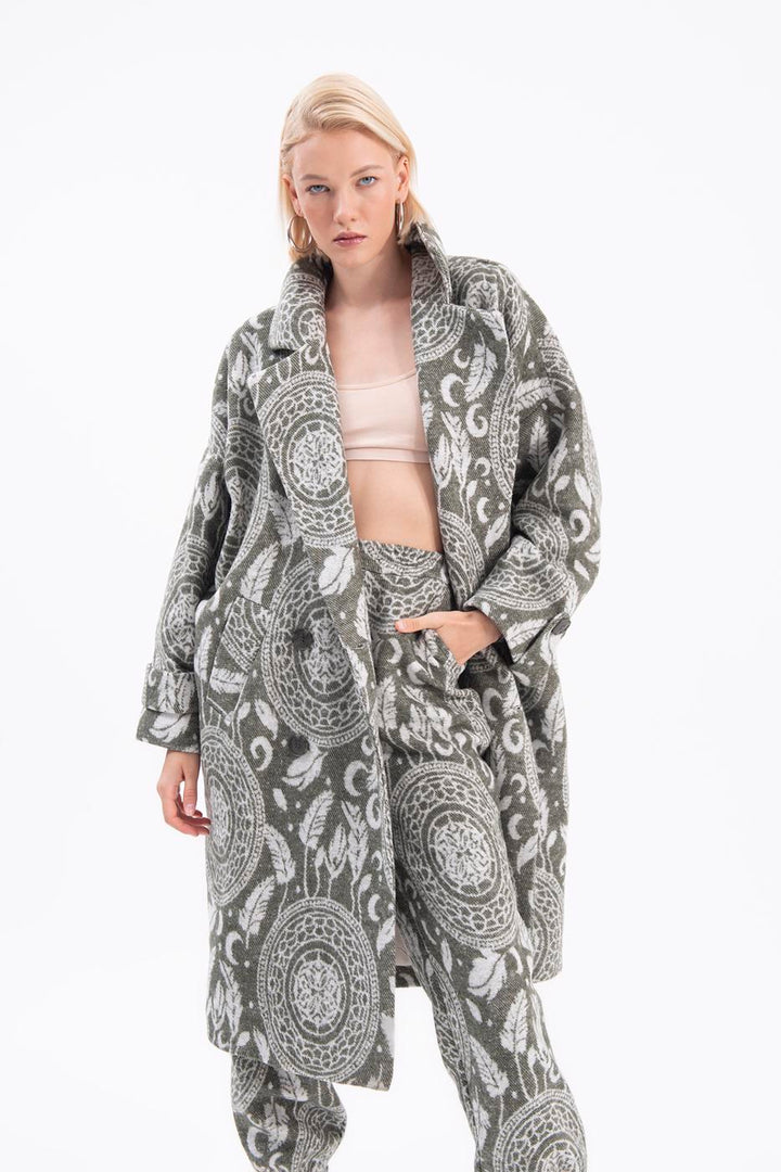 BSL Women Jacket collar patterned coat - Terneuzen