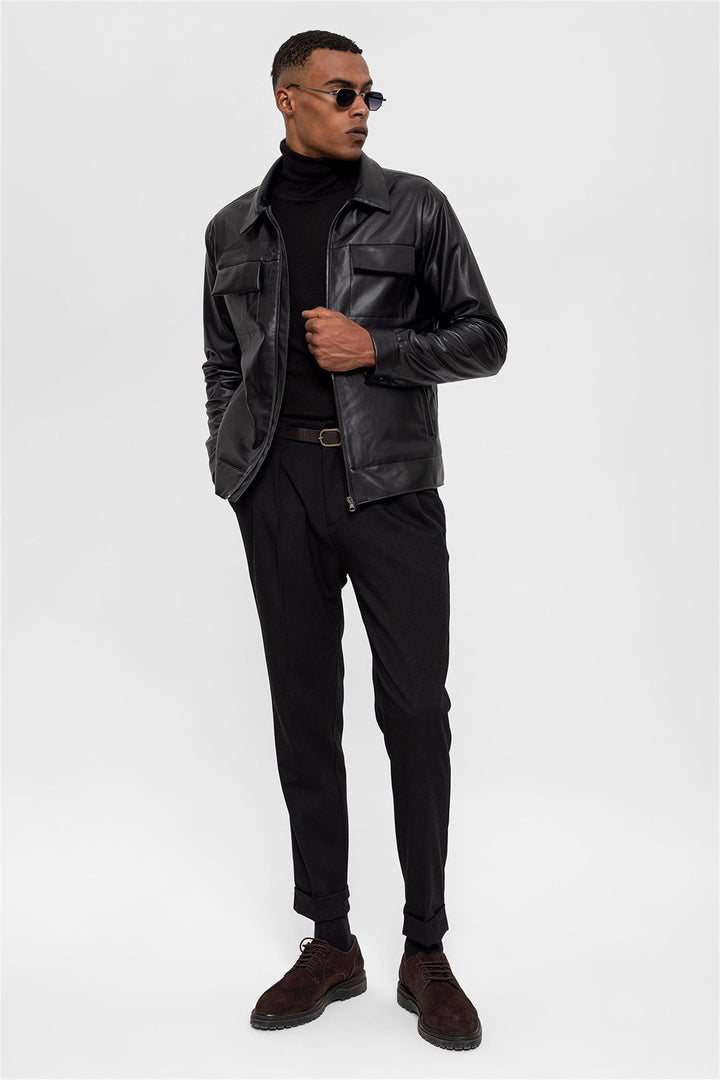 ANT Men's Leather Jacket with Pocket Detail - Socorro