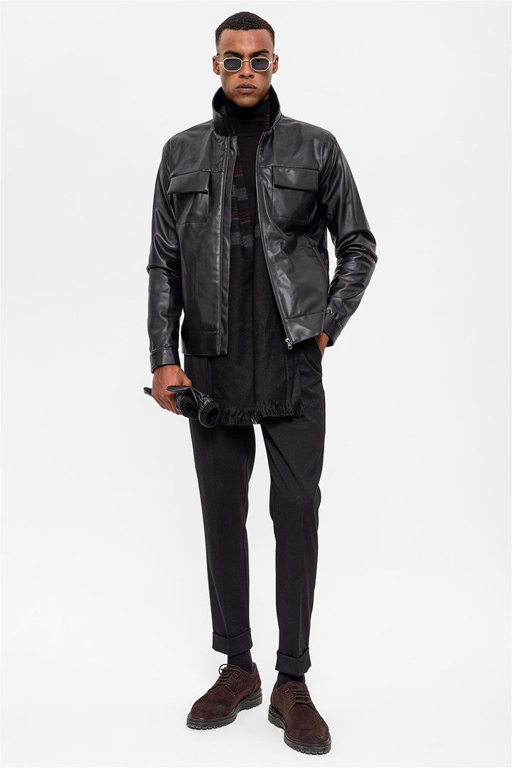 ANT Men's Leather Jacket with Pocket Detail - Socorro