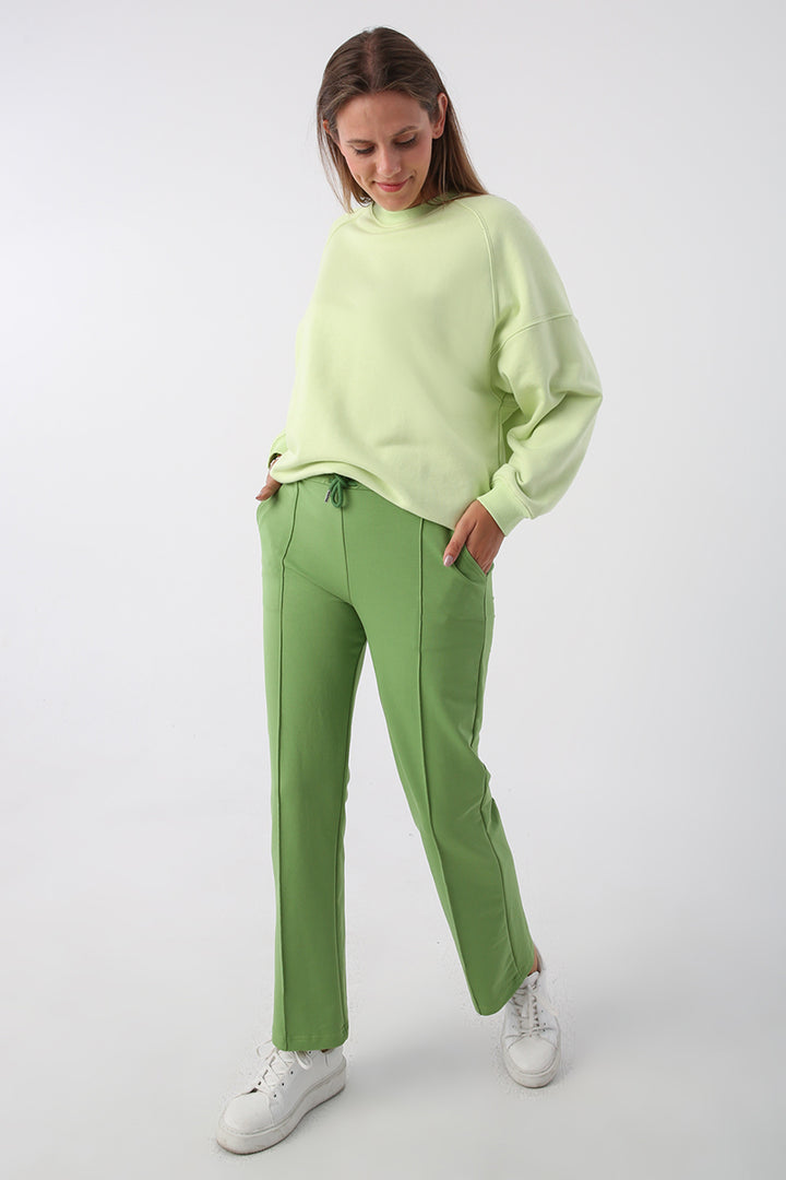 TLD Women Allday Green Pocketed Sweatpants - Dormagen