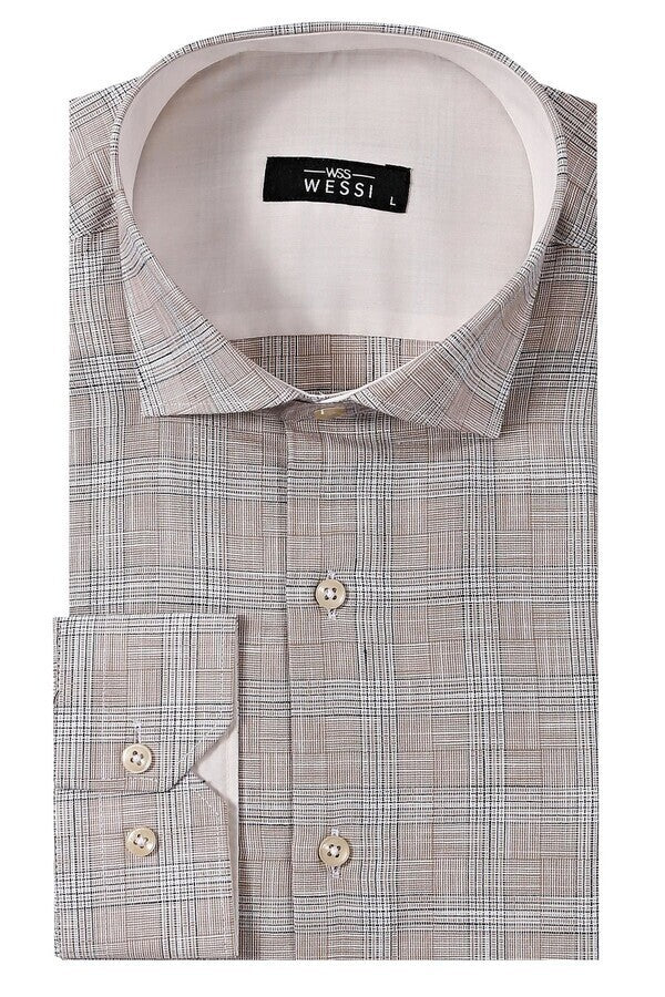 WSS Checked Beige Shirt  - Town Country