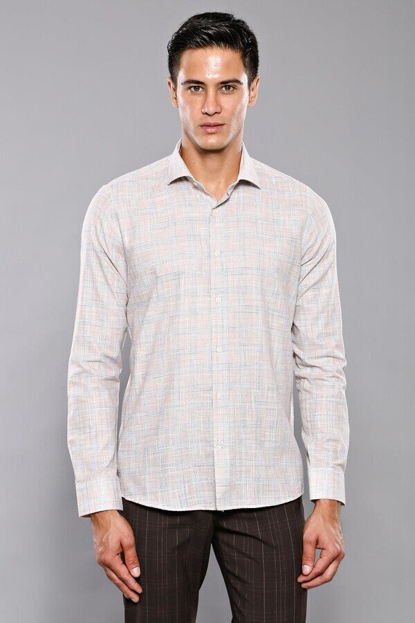 WSS Checked Beige Shirt  - Town Country