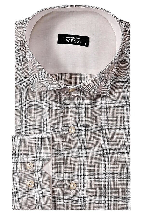 WSS Checked Beige Shirt  - Town Country