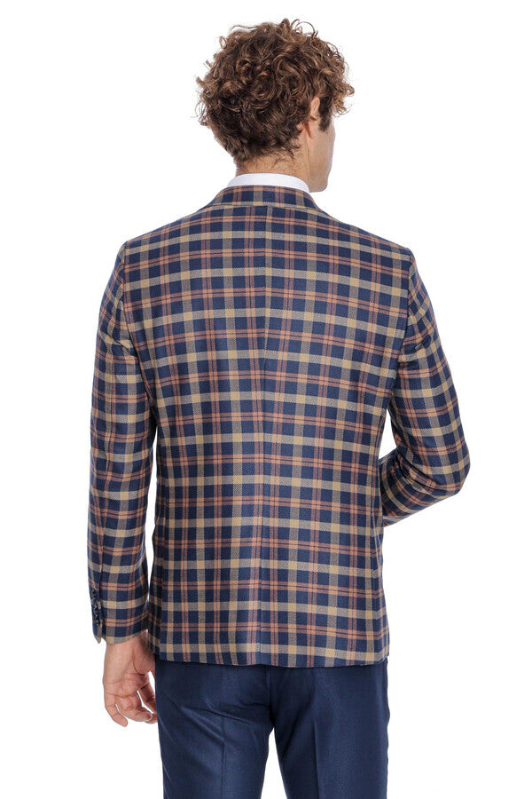 WSS Checked Blazer Slim Fit Navy Blue Men Suit  - Saint-Martin-d’Hères