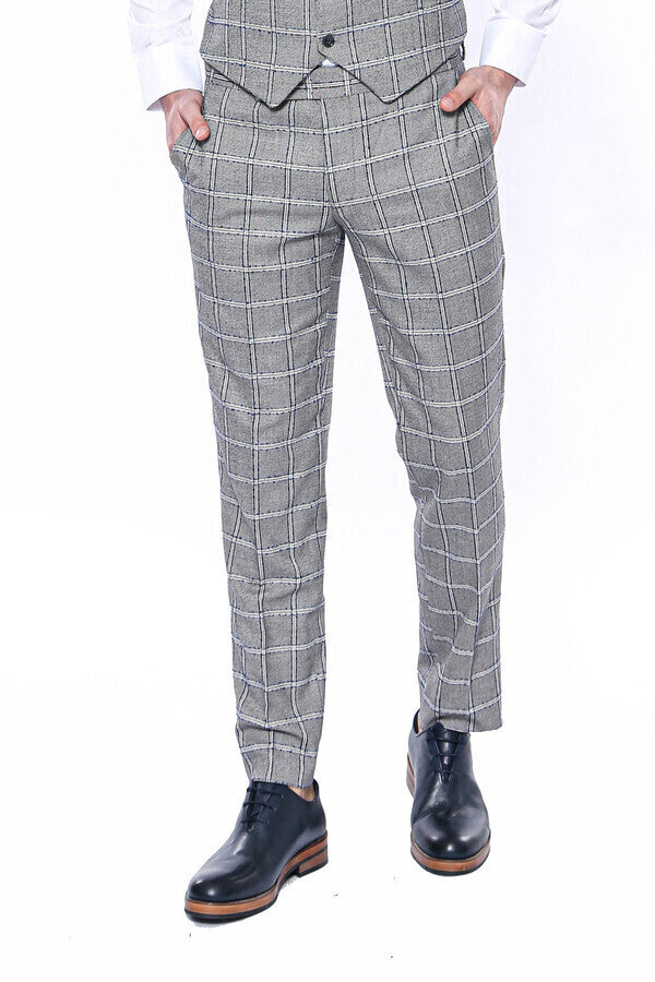 WSS Checked Light Grey Men Pants  - Quebec City