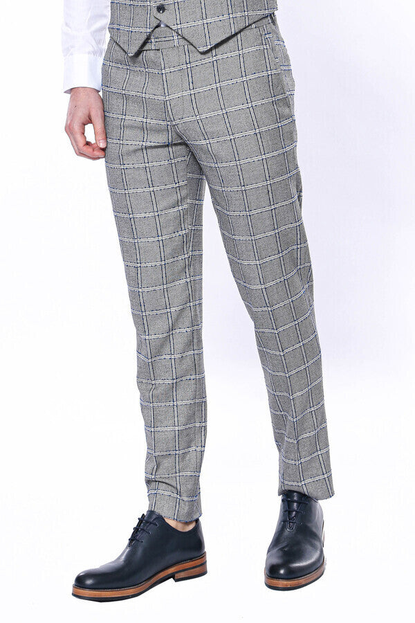 WSS Checked Light Grey Men Pants  - Quebec City