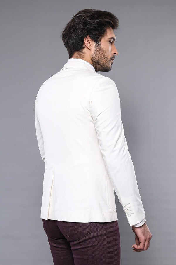 WSS Chest Zippered Detail Cream Linen Jacket  - Baia Mare