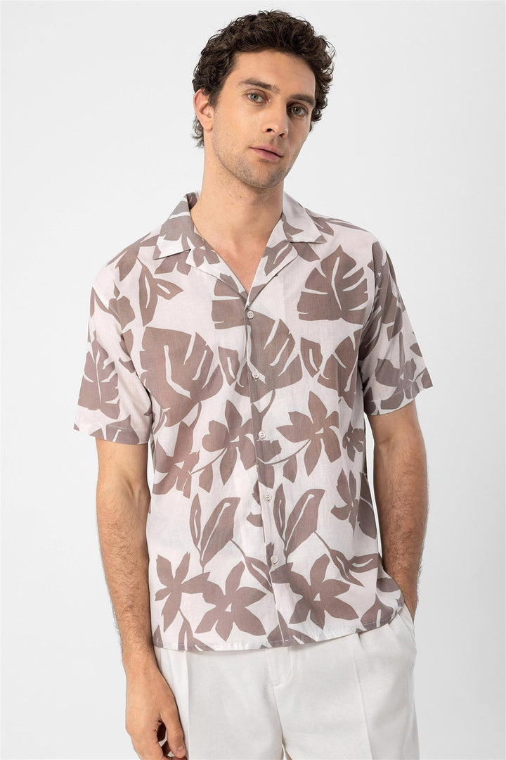 ANT Floral Patterned Top Collar Men's Shirt - Zimapan